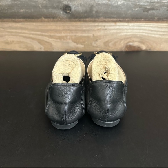 Cole Haan Womens Black Leather Buckle Suede Cap Toe Slip On Ballet Flats 7.5 B - Picture 3 of 8
